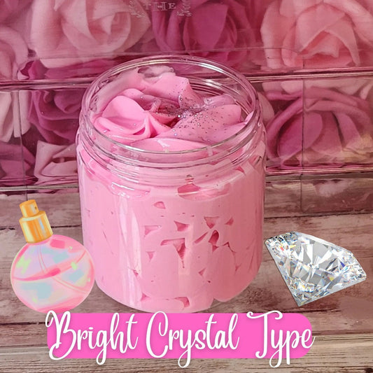 Bright Crystal Type Whipped Body Butter. Handmade Shea, Cocoa and Mango Butter Body Frosting. All Natural Non Greasy No Melt Body Butter - Glamorous Beauty & Boutique