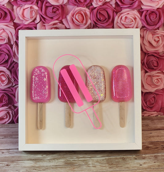 Pink Popsicle Shadow Box and Wall Art. Pink Glitter Epoxy Resin Popsicle Wall Decor. Glam Home Decor. Nursery Decor - Glamorous Beauty & Boutique