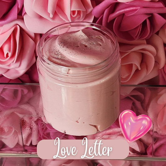 Love Letter Whipped Body Butter. Handmade Shea, Cocoa and Mango Butter Body Frosting. All Natural Non Greasy Emulsified Body Butter - Glamorous Beauty & Boutique