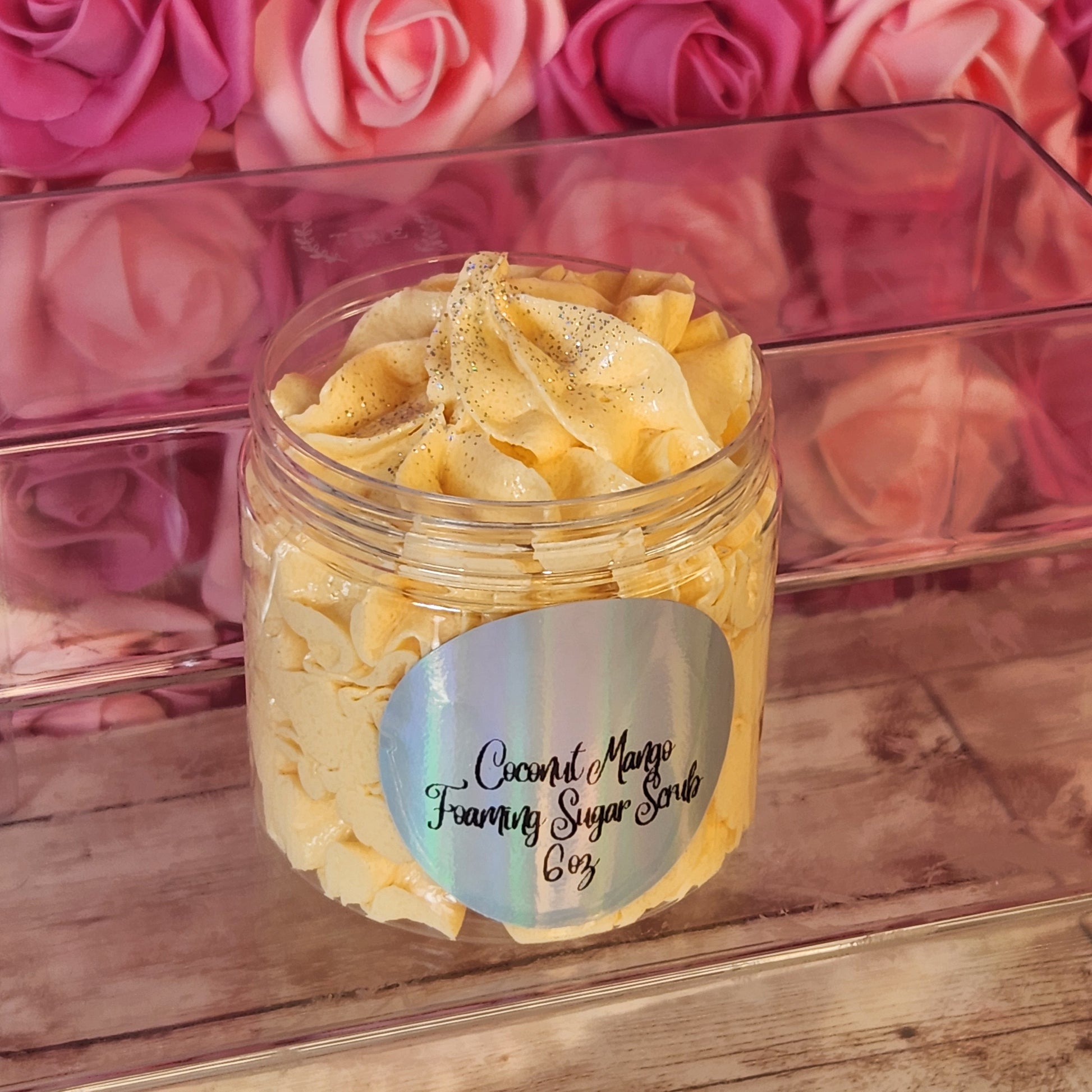 Coconut Mango Exfoliating Whipped Sugar Scrub. Handmade Whipped Soap & Body Scrub in One. All Natural Foaming Soap Scrub. Shaving Cream - Glamorous Beauty & Boutique