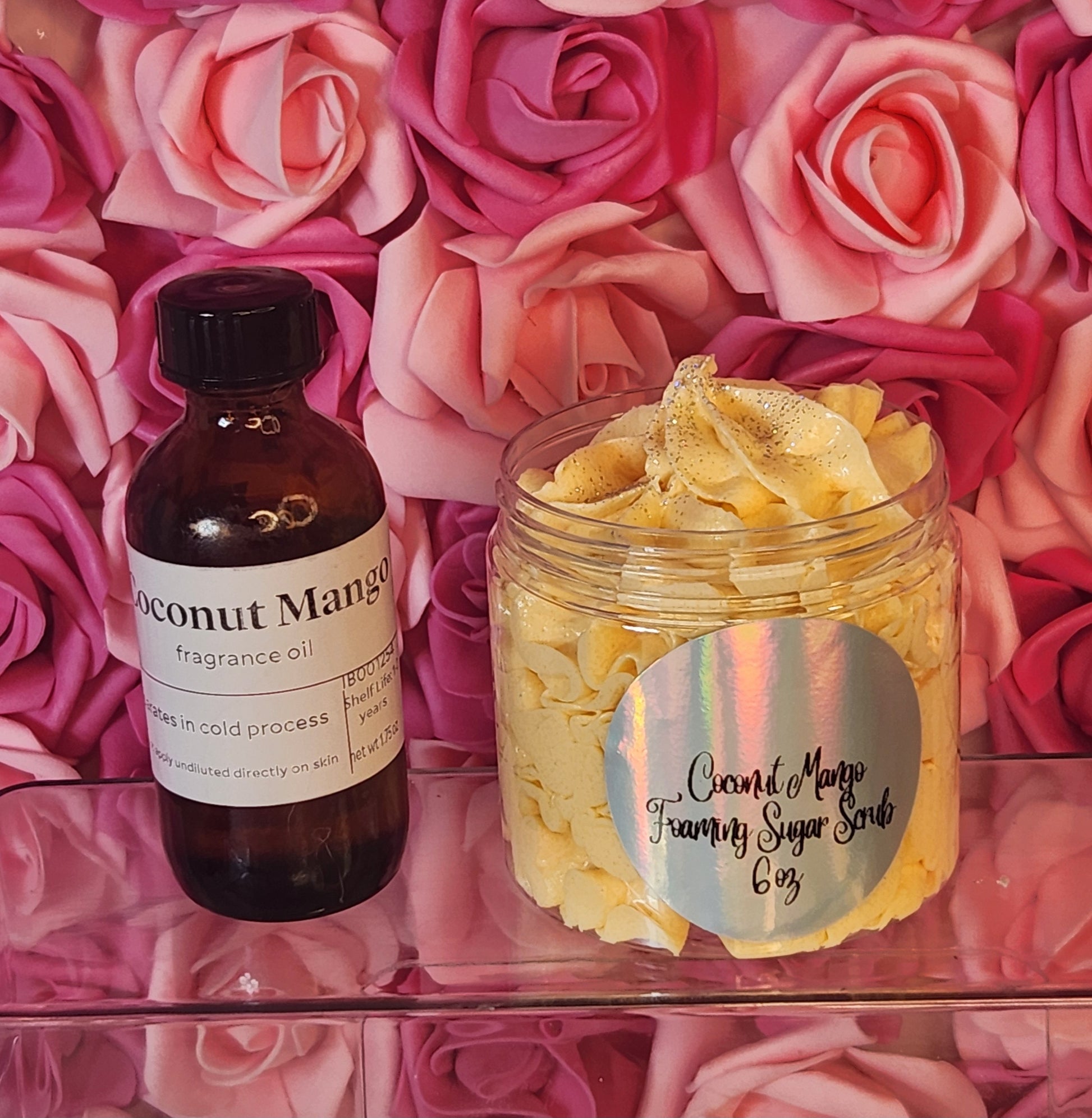 Coconut Mango Exfoliating Whipped Sugar Scrub. Handmade Whipped Soap & Body Scrub in One. All Natural Foaming Soap Scrub. Shaving Cream - Glamorous Beauty & Boutique