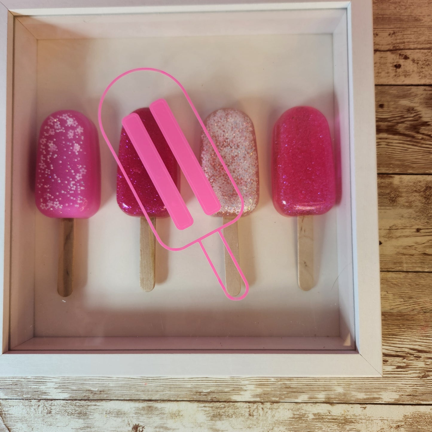 Pink Popsicle Shadow Box and Wall Art. Pink Glitter Epoxy Resin Popsicle Wall Decor. Glam Home Decor. Nursery Decor - Glamorous Beauty & Boutique