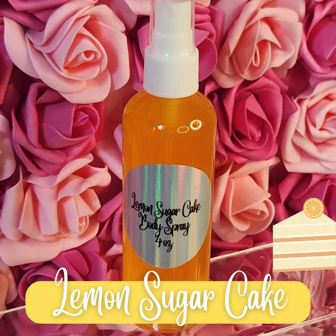 Lemon Sugar Cake Moisturizing Body & Hair Spray. 4 oz Handmade Alcohol Free Hair and Body Mist.  Body Splash, Room Freshener - Glamorous Beauty & Boutique