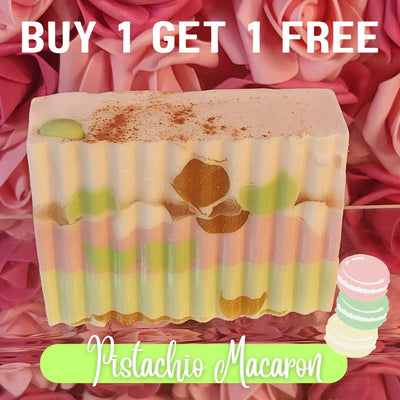 Pistachio Macaron Handmade All Natural Goat Milk & Shea Butter Soap with Embeds.Makeup Brush Cleaner. Cute Handcrafted Layered Soap - Glamorous Beauty & Boutique