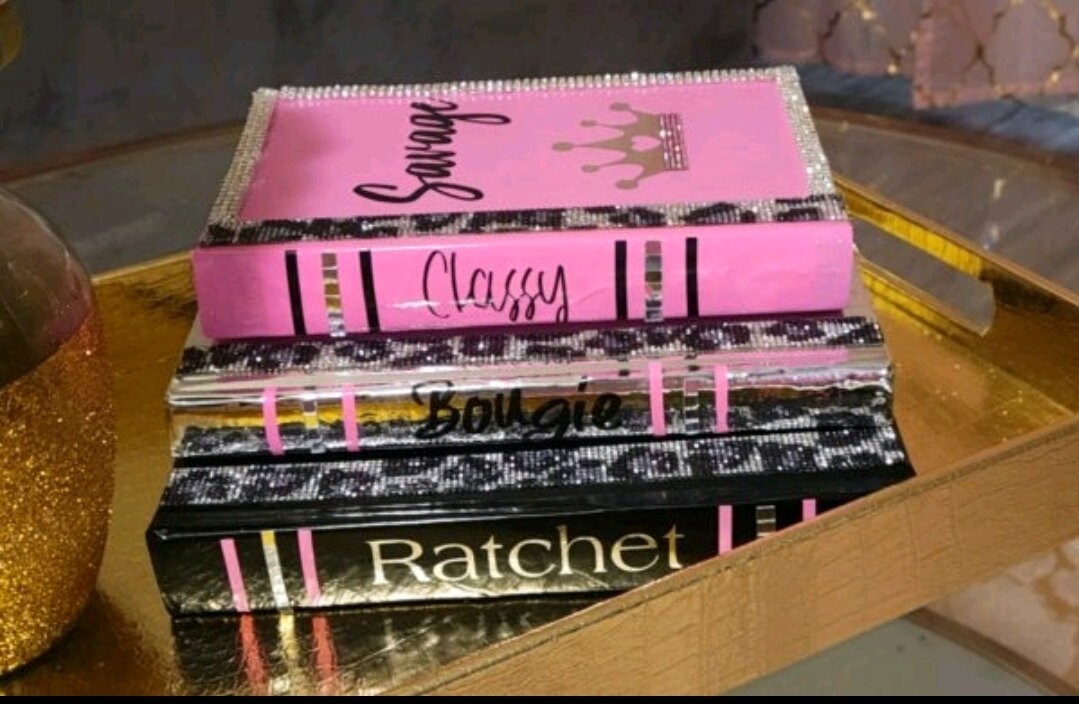 Glam Book Stack (Set of 3). Custom Coffee Table Decor. Black, Hot Pink & Silver Books. Glam Home Decor. Makeup Room Decor. - Glamorous Beauty & Boutique