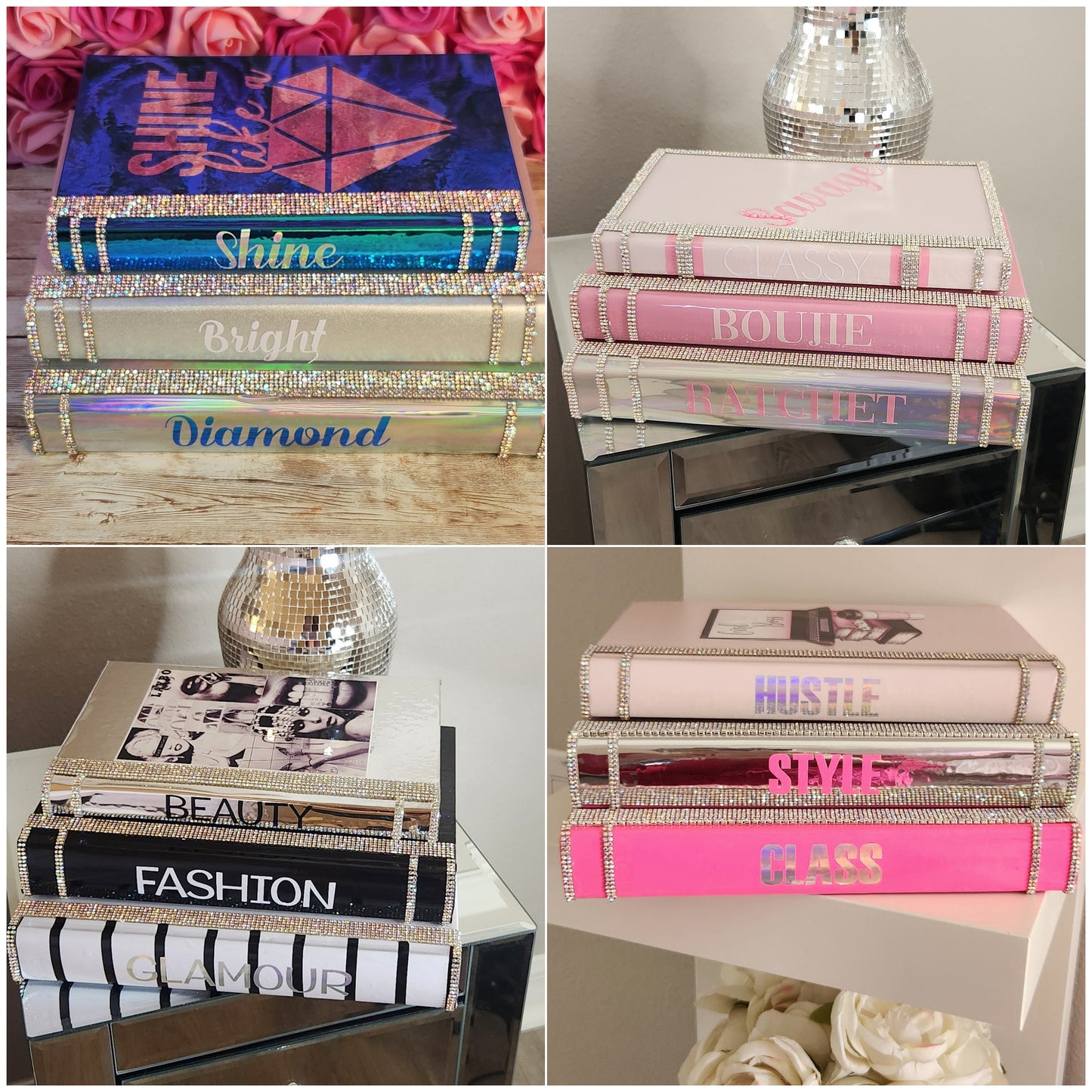 Create Your Own Coffee Table Book Stack (Set of 3). Glam Book Stack. Custom Book Stack. Bling Decor, Glam Home Decor. Makeup Room Decor - Glamorous Beauty & Boutique