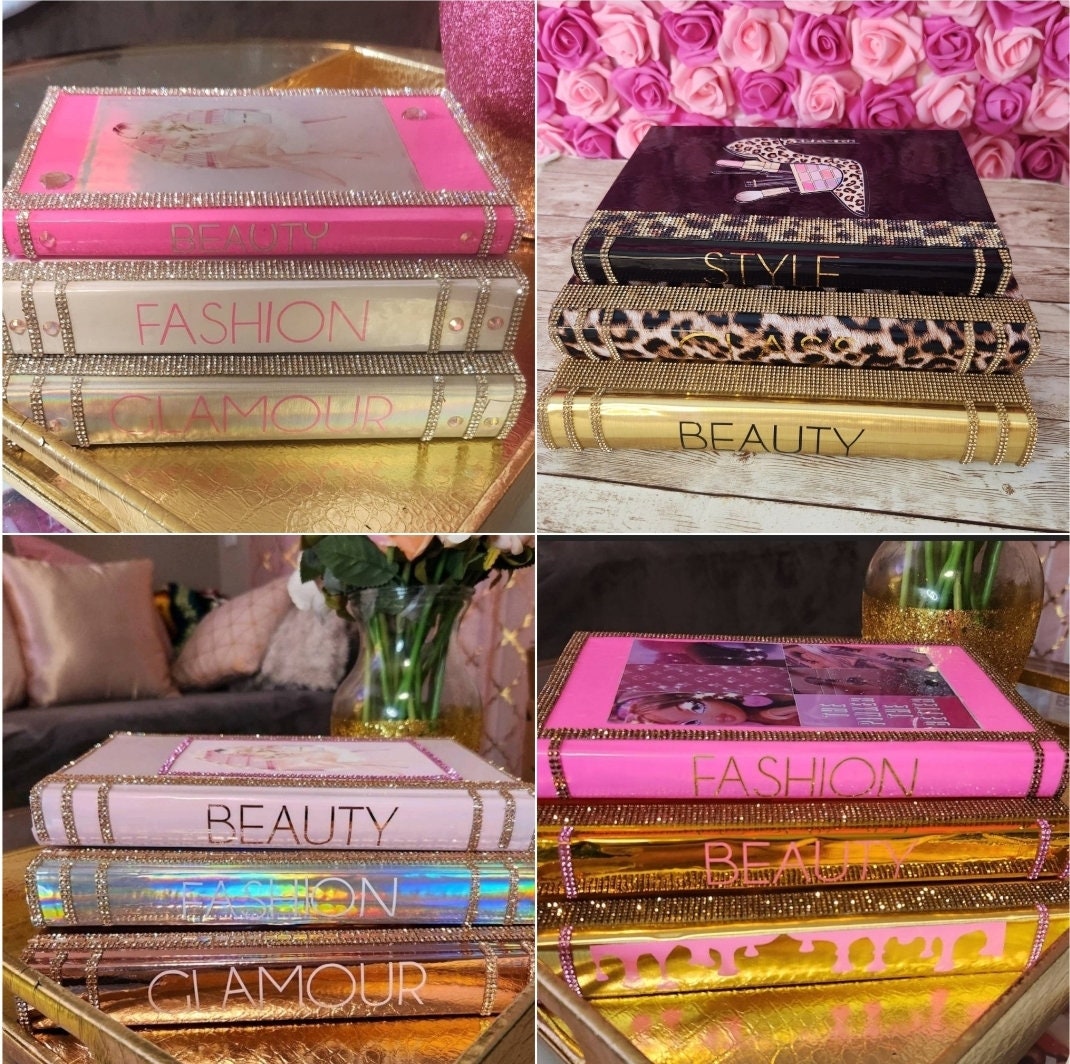 Create Your Own Coffee Table Book Stack (Set of 3). Glam Book Stack. Custom Book Stack. Bling Decor, Glam Home Decor. Makeup Room Decor - Glamorous Beauty & Boutique