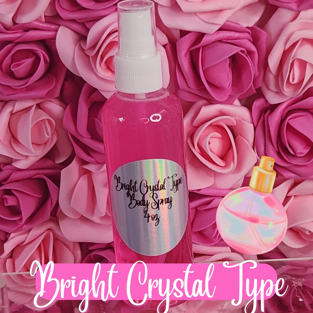 Bright Crystal Type Body & Hair Spray. 4 oz Handmade Moisturizing Hair and Body Mist.  Alcohol Free! Room Freshener. - Glamorous Beauty & Boutique