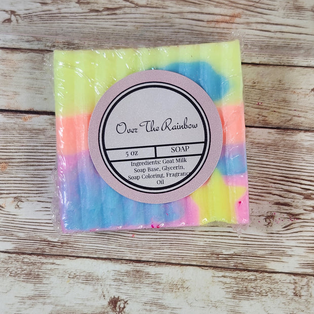 Over The Rainbow Handmade All Natural Goat Milk & Shea Butter Soap/Makeup Brush Cleaner. Cute Handcrafted Soap. Star and Cloud Embed Soap - Glamorous Beauty & Boutique