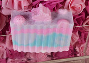 Cotton Candy Twist Handmade All Natural Goat Milk & Shea Butter Soap with Embeds.Makeup Brush Cleaner. Cute Handcrafted Swirl Soap - Glamorous Beauty & Boutique