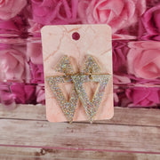 Triangle Dangle Earrings. Handmade Glitter Statement Earrings. Trendy Geometric Resin Jewelry. Glam Accessories - Glamorous Beauty & Boutique