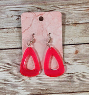 Neon Pink Resin Dangle Earrings. Colorful Statement Earrings. Trendy Geometric Jewelry. Glam Accessories - Glamorous Beauty & Boutique
