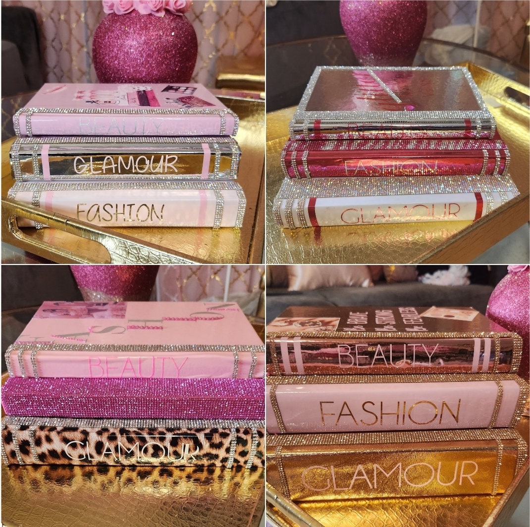 Create Your Own Coffee Table Book Stack (Set of 3). Glam Book Stack. Custom Book Stack. Bling Decor, Glam Home Decor. Makeup Room Decor - Glamorous Beauty & Boutique