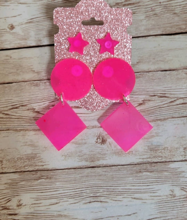 Neon Resin Earrings. Colorful Statement Earrings. Glitter Jewelry. Glam Accessories - Glamorous Beauty & Boutique