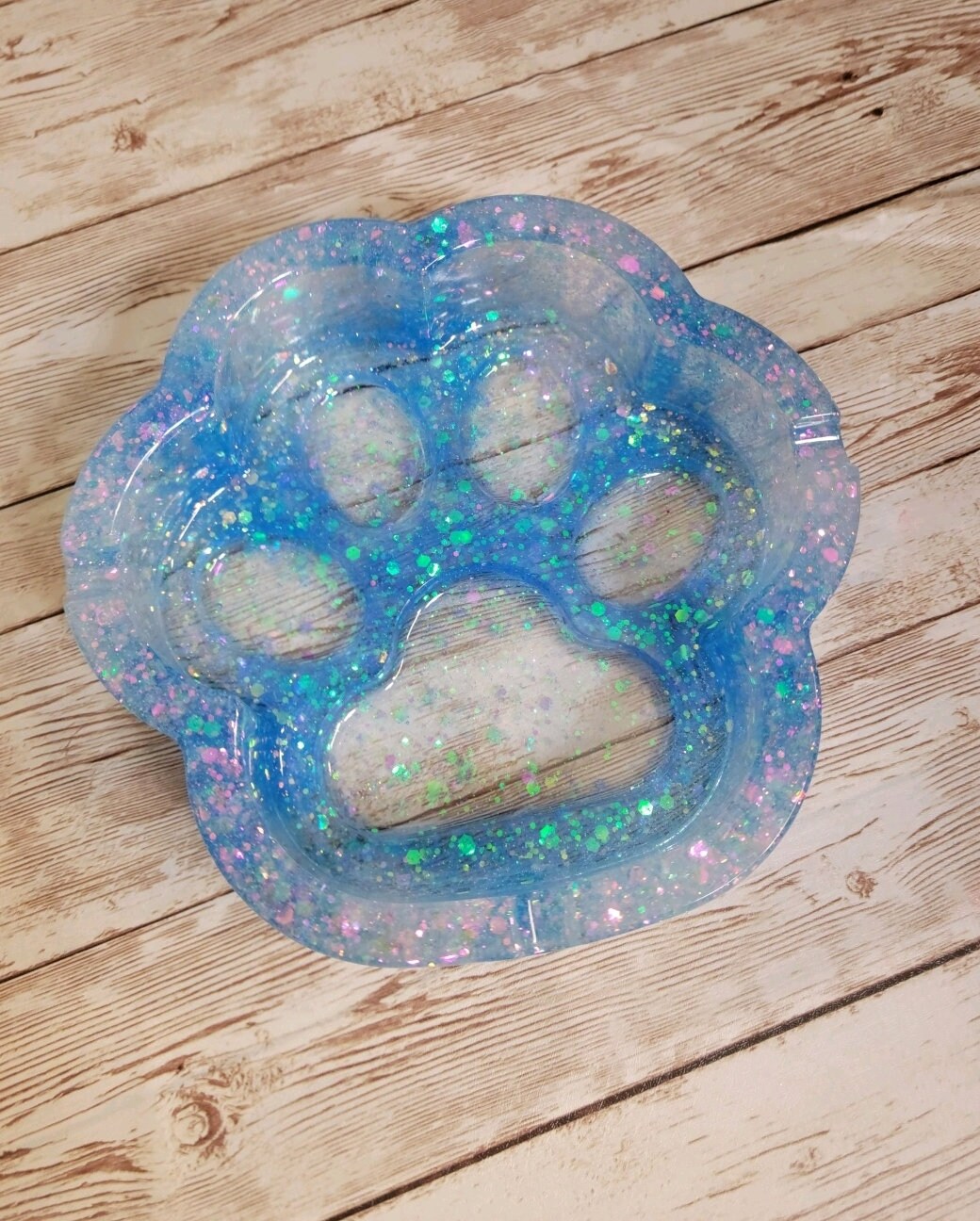 Paw Print Shaped Resin Ash Tray. Blue & Opal Glitter Ash Tray. Orange glitter Ash Tray. Glam Home Decor - Glamorous Beauty & Boutique