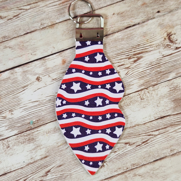 Red, White & Blue Faux Leather Chapstick and Lipstick Holder for Keychain. Glam Keychain Accessories. 4th of July Accessories - Glamorous Beauty & Boutique