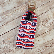 Red, White & Blue Faux Leather Chapstick and Lipstick Holder for Keychain. Glam Keychain Accessories. 4th of July Accessories - Glamorous Beauty & Boutique