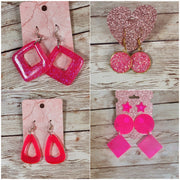 Neon Pink Resin Dangle Earrings. Colorful Statement Earrings. Trendy Geometric Jewelry. Glam Accessories - Glamorous Beauty & Boutique