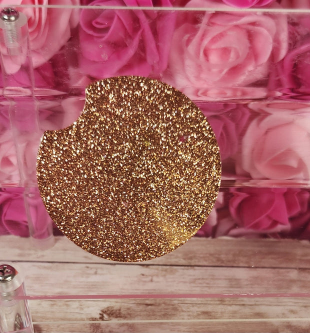 Gold Glitter Resin Car Coasters (Set of 2). Glam Car Accessories - Glamorous Beauty & Boutique