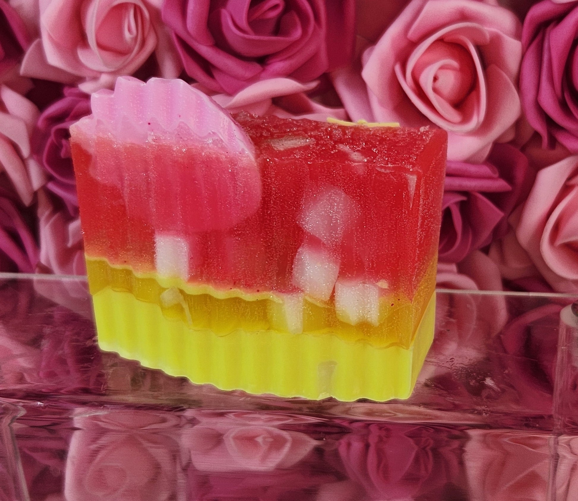 Strawberry Lemonade Handmade All Natural Goat Milk & Shea Butter Soap with Embeds.Makeup Brush Cleaner. Cute Handcrafted Beverage Soap - Glamorous Beauty & Boutique