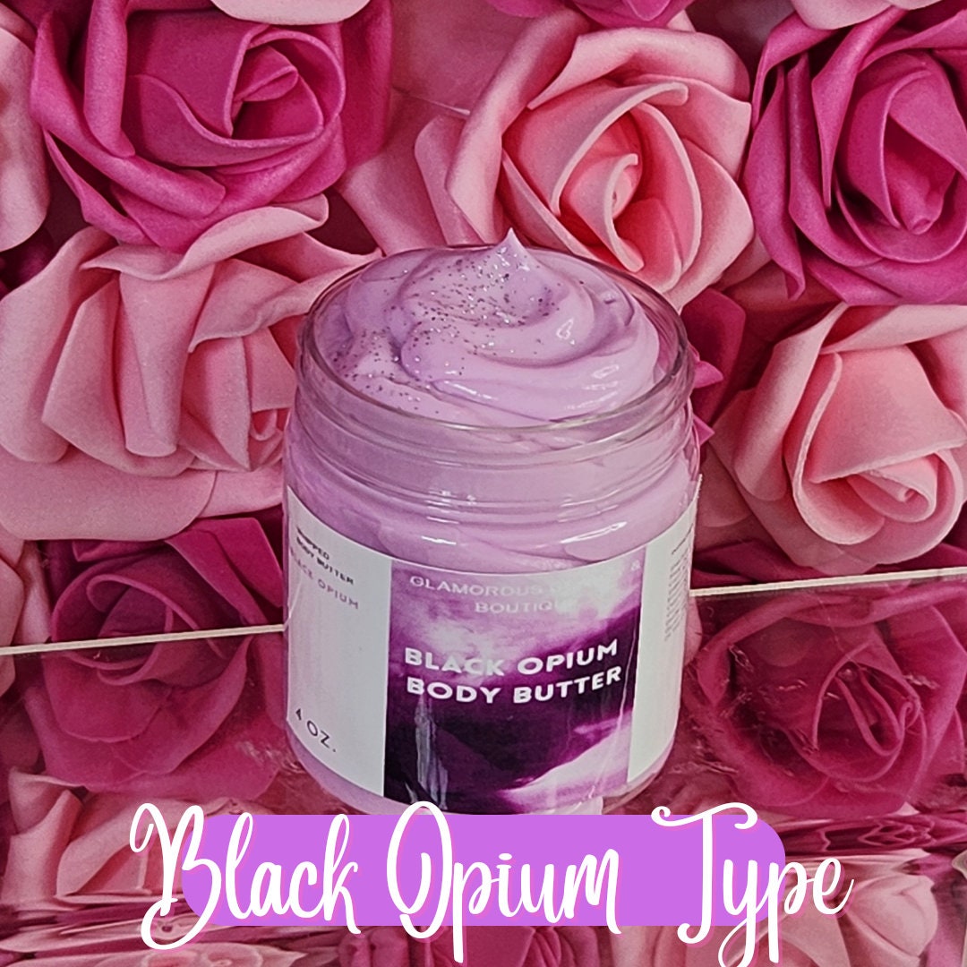 Black Opium Type Whipped Body Butter. Handmade Avocado, Mango, Shea & Kokum Butter Body Frosting. All Natural Non Greasy No Melt Body Butter - Glamorous Beauty & Boutique