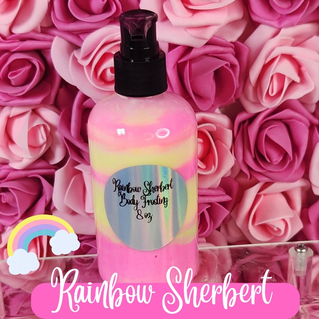 Rainbow Sherbert Type Whipped Shea Butter Moisturizer. Handmade Shea Butter Body Frosting. All Natural Hand and Body Lotion 8 oz - Glamorous Beauty & Boutique