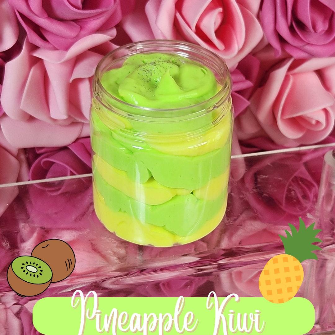 Pineapple Kiwi Whipped Body Butter. Handmade Shea, Cocoa and Mango Butter Body Frosting. All Natural Non Greasy Emulsified Body Butter - Glamorous Beauty & Boutique