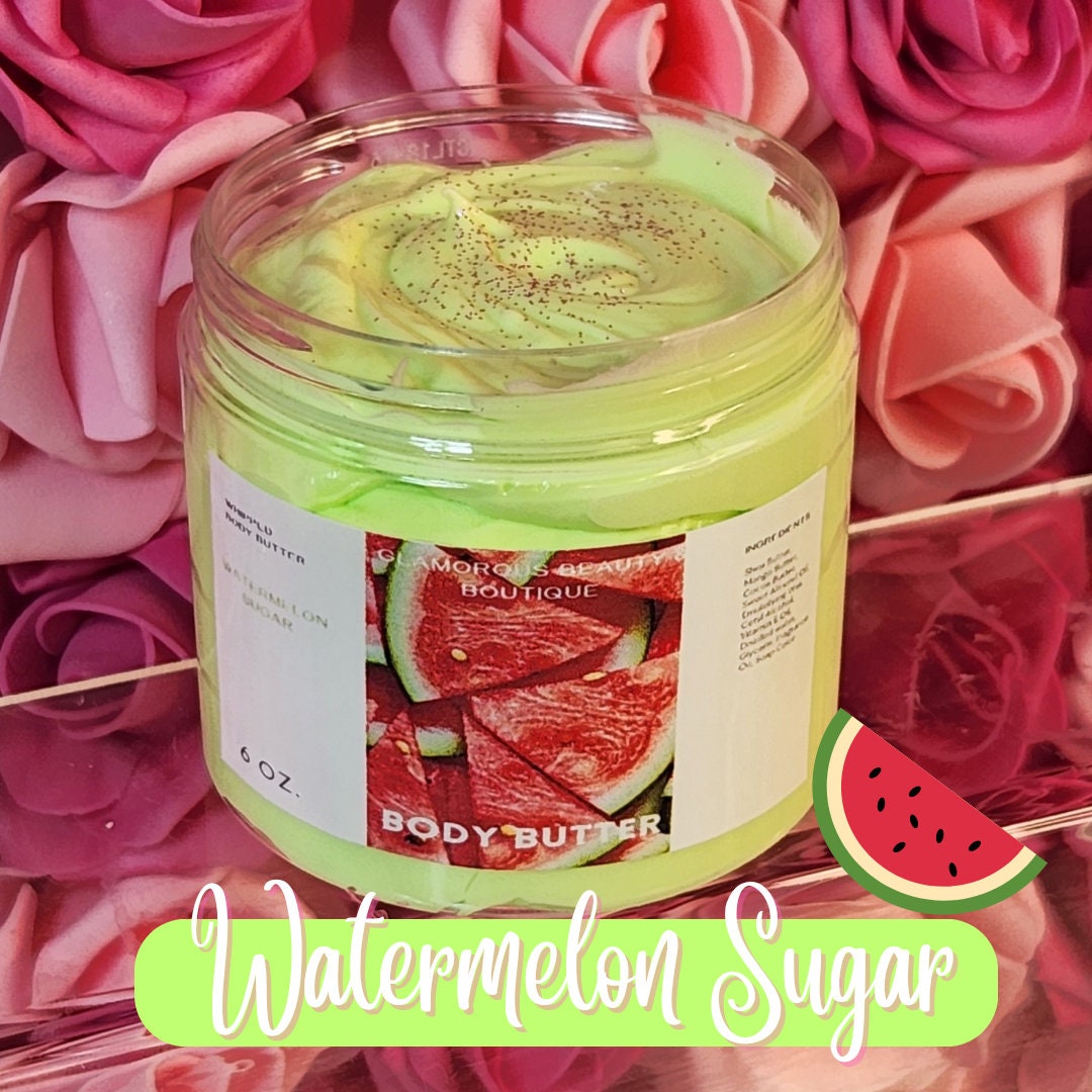 Watermelon Sugar Whipped Body Butter. Handmade Shea & Mango Butter Body Frosting. All Natural Non Greasy Emulsified Body Butter - Glamorous Beauty & Boutique