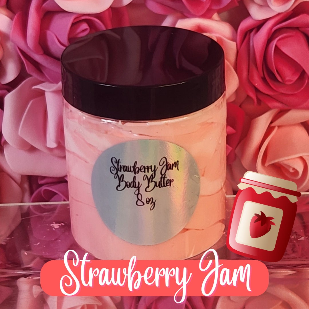 Strawberry Jam Whipped Body Butter. Handmade Shea, Mango & Cocoa Butter Body Frosting. All Natural Non Greasy Emulsified Body Butter - Glamorous Beauty & Boutique