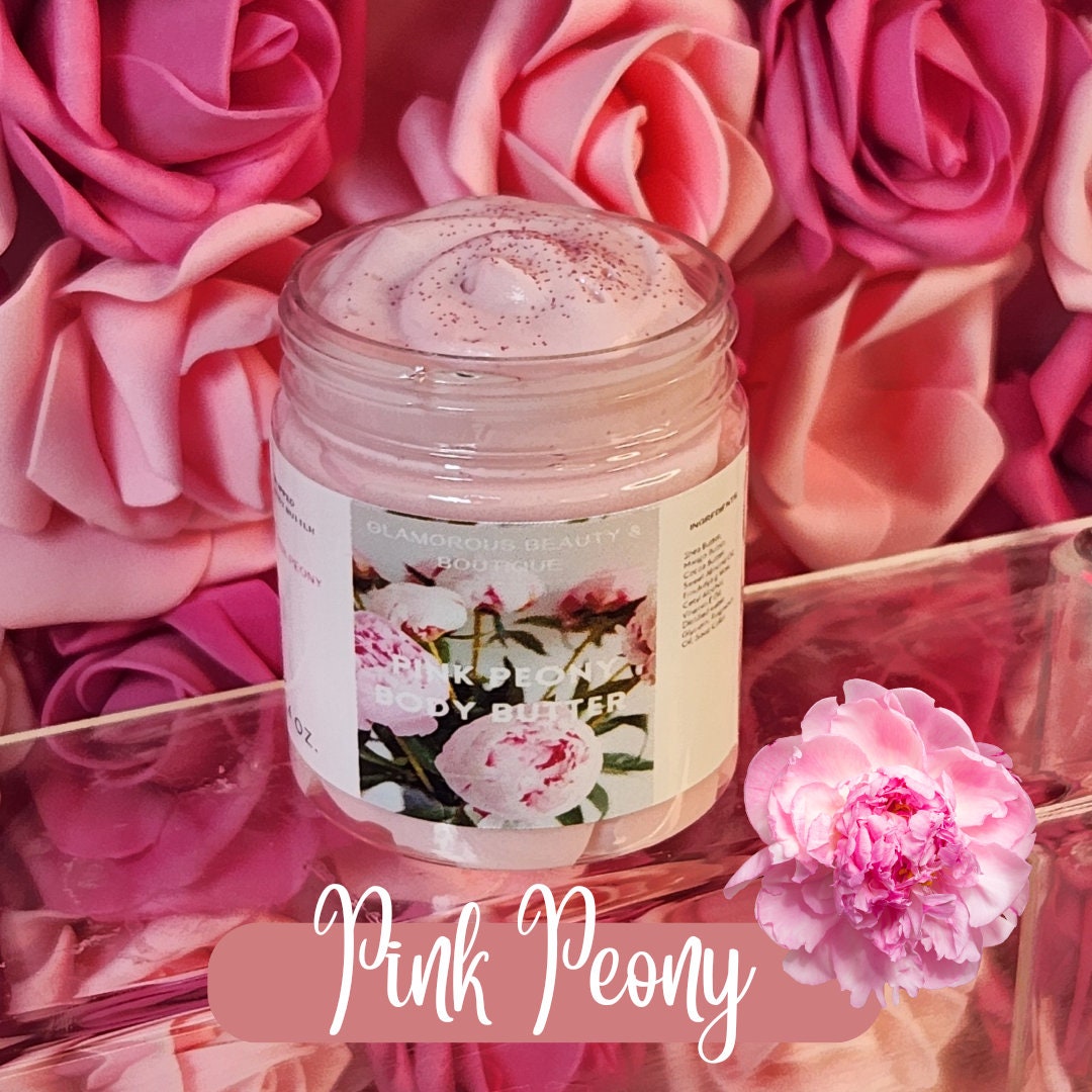 Pink Peony Whipped Body Butter. Handmade Shea & Mango Butter Body Frosting. All Natural Non Greasy Body Butter. Body Icing - Glamorous Beauty & Boutique