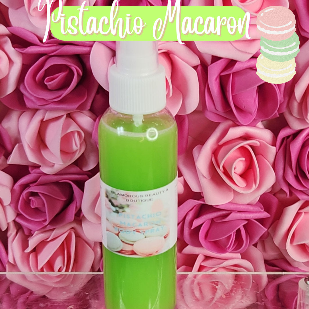 Pistachio Macaron Body & Hair Spray. 4 oz Handmade Moisturizing Hair and Body Mist.  Alcohol Free! Room Freshener. - Glamorous Beauty & Boutique