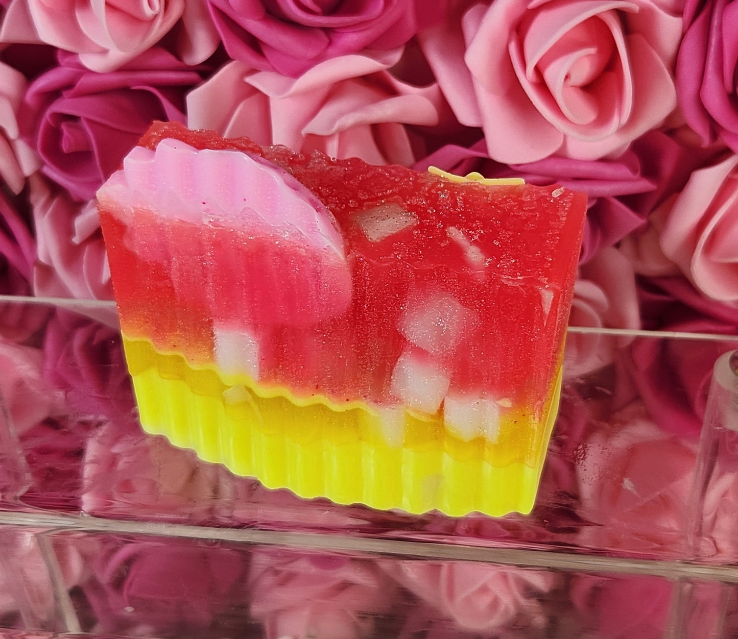 Strawberry Lemonade Handmade All Natural Goat Milk & Shea Butter Soap with Embeds.Makeup Brush Cleaner. Cute Handcrafted Beverage Soap - Glamorous Beauty & Boutique