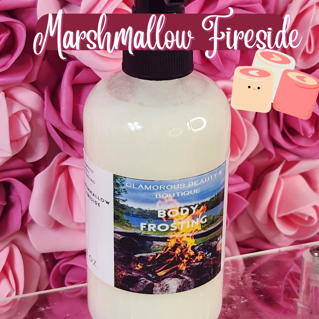 Marshmallow Fireside BBW Type Whipped Creamy Moisturizer. Handmade Shea Butter Body Frosting. All Natural Body Lotion 8 oz - Glamorous Beauty & Boutique