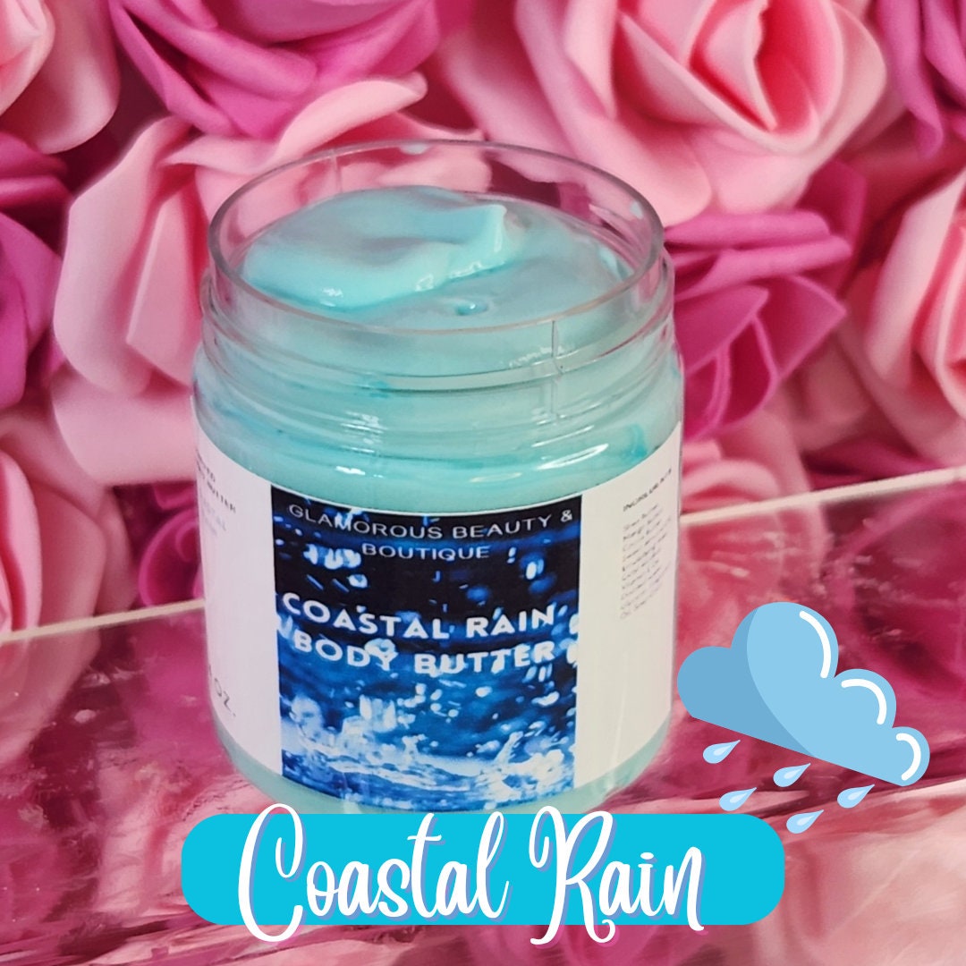 Coastal Rain Whipped Body Butter. Handmade Shea, Cocoa and Mango Butter Body Frosting. All Natural Non Greasy No Melt Body Butter - Glamorous Beauty & Boutique