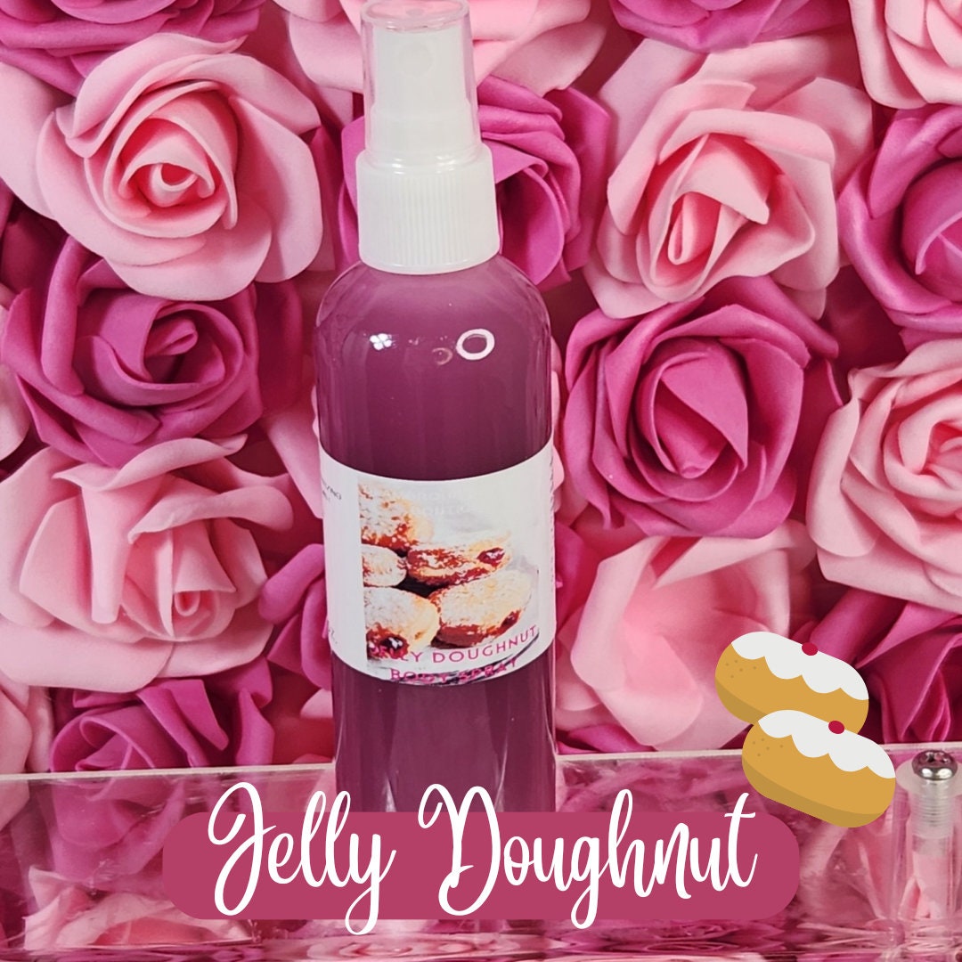 Jelly Doughnut Moisturizing Body and Hair Spray. 4 oz Handmade Alcohol Free Hair and Body Mist. Room Freshener, Pillow Spray. Body Splash - Glamorous Beauty & Boutique