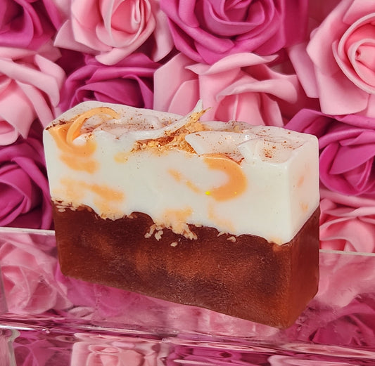 Pumpkin Cupcake Handmade All Natural Goat Milk & Shea Butter Soap with Embeds. Makeup Brush Cleaner. Cute Handcrafted Layered Soap for Fall - Glamorous Beauty & Boutique