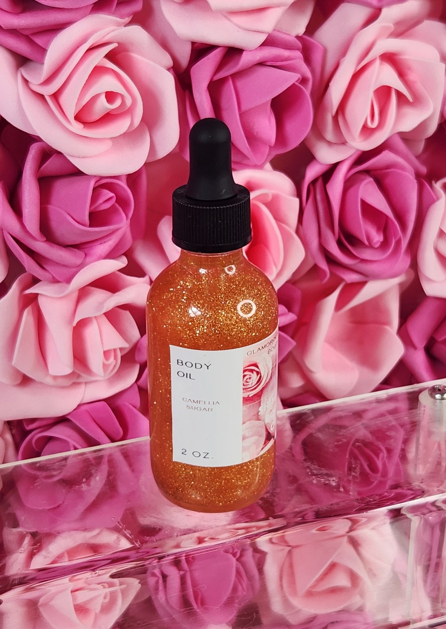 Camellia Sugar All Natural Shimmer Body Oil. Luxurious and Moisturizing Body Oil for Dry or Normal Skin. Massage Oil. - Glamorous Beauty & Boutique