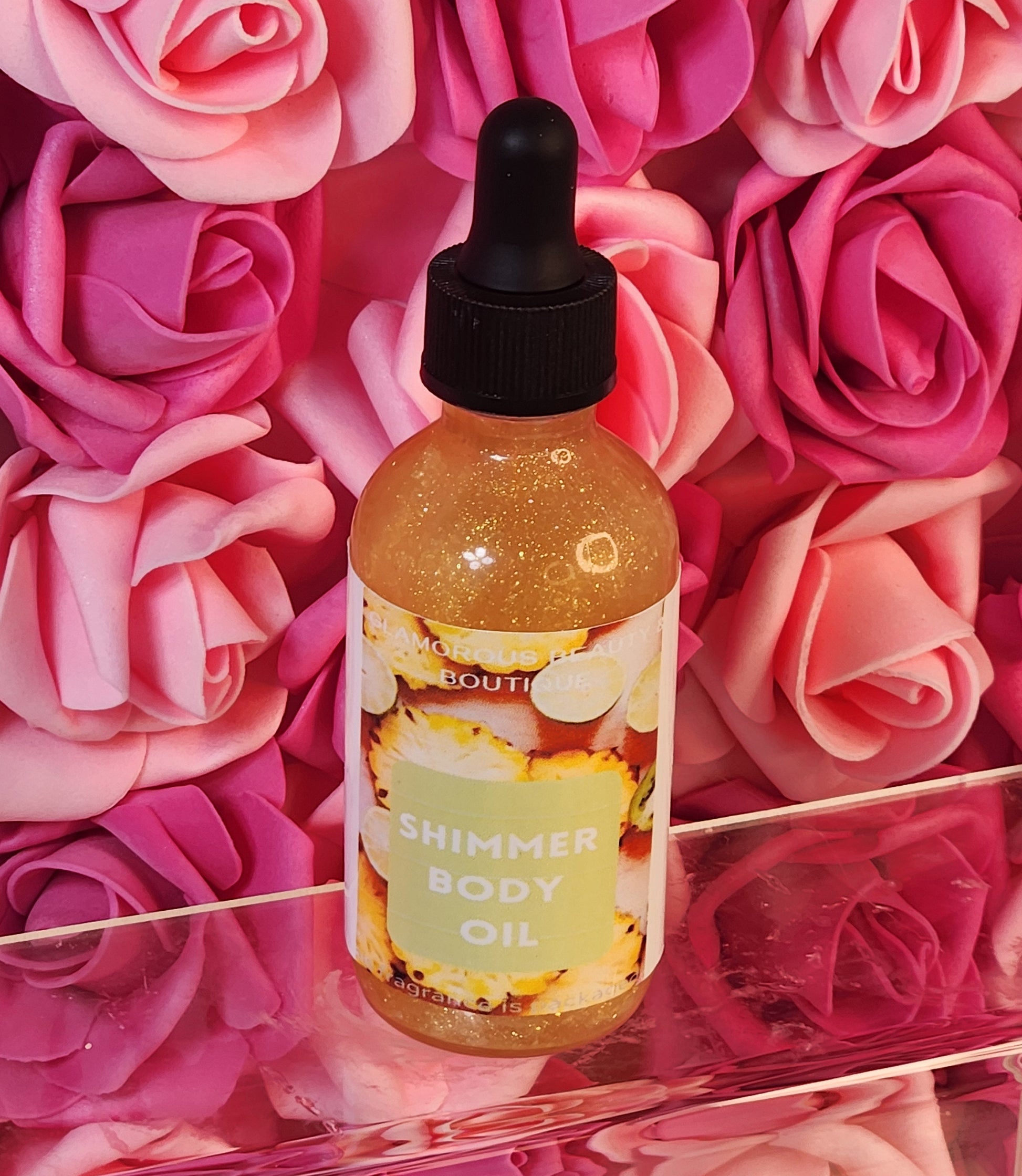 Pineapple Kiwi All Natural Shimmer Body Oil. Luxurious and Moisturizing Body Oil for Dry or Normal Skin. Massage Oil. - Glamorous Beauty & Boutique