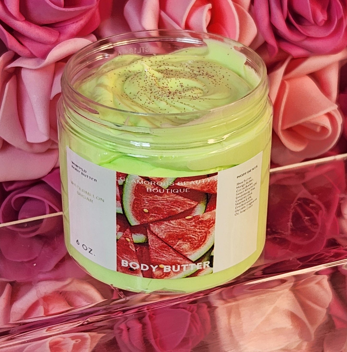 Watermelon Sugar Whipped Body Butter. Handmade Shea & Mango Butter Body Frosting. All Natural Non Greasy Emulsified Body Butter - Glamorous Beauty & Boutique