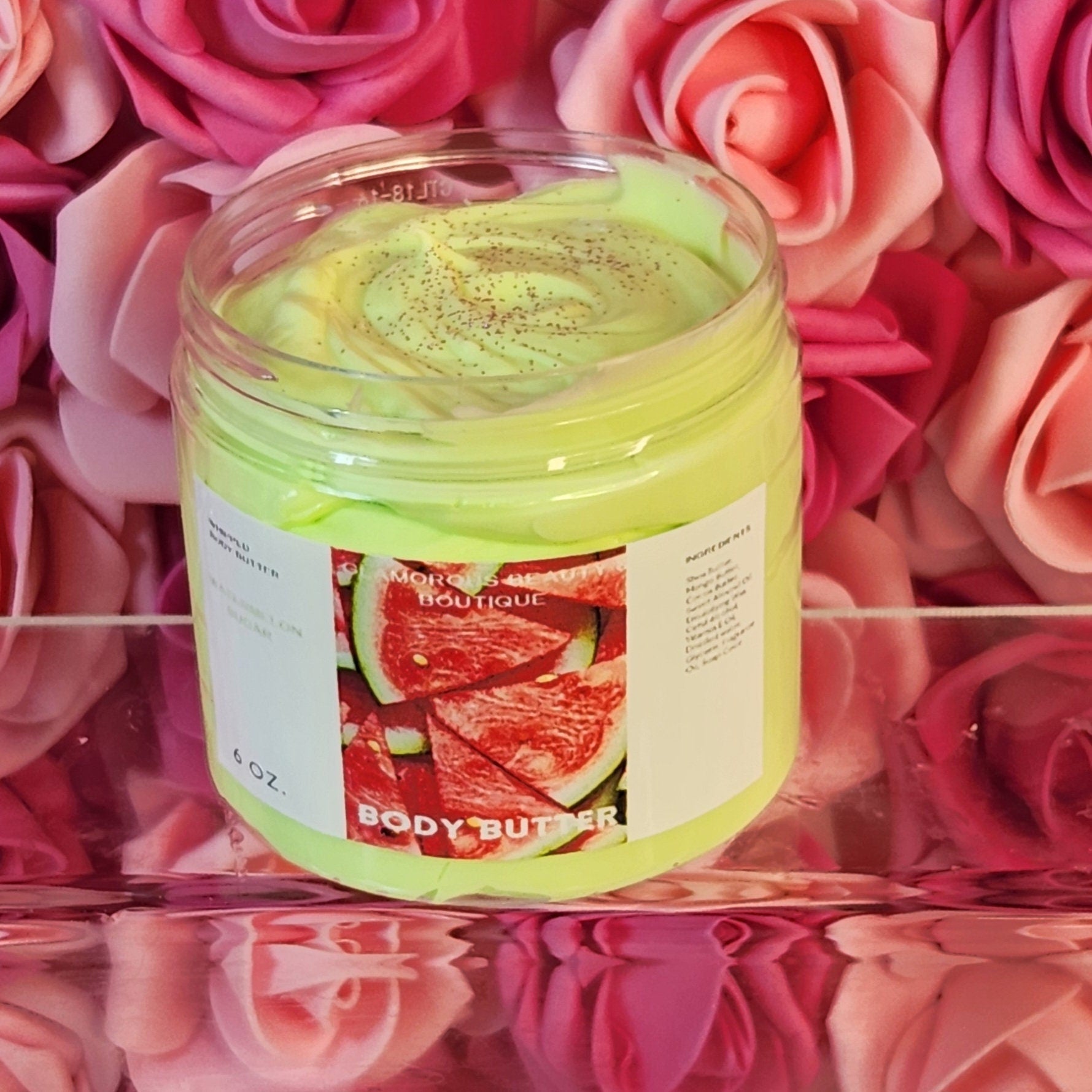 Watermelon Sugar Whipped Body Butter. Handmade Shea & Mango Butter Body Frosting. All Natural Non Greasy Emulsified Body Butter - Glamorous Beauty & Boutique