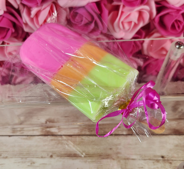 Rainbow Sherbet Layered Popsicle Soap. Handmade All Natural Goat Milk & Shea Butter Soap. Cute Handcrafted Soap - Glamorous Beauty & Boutique