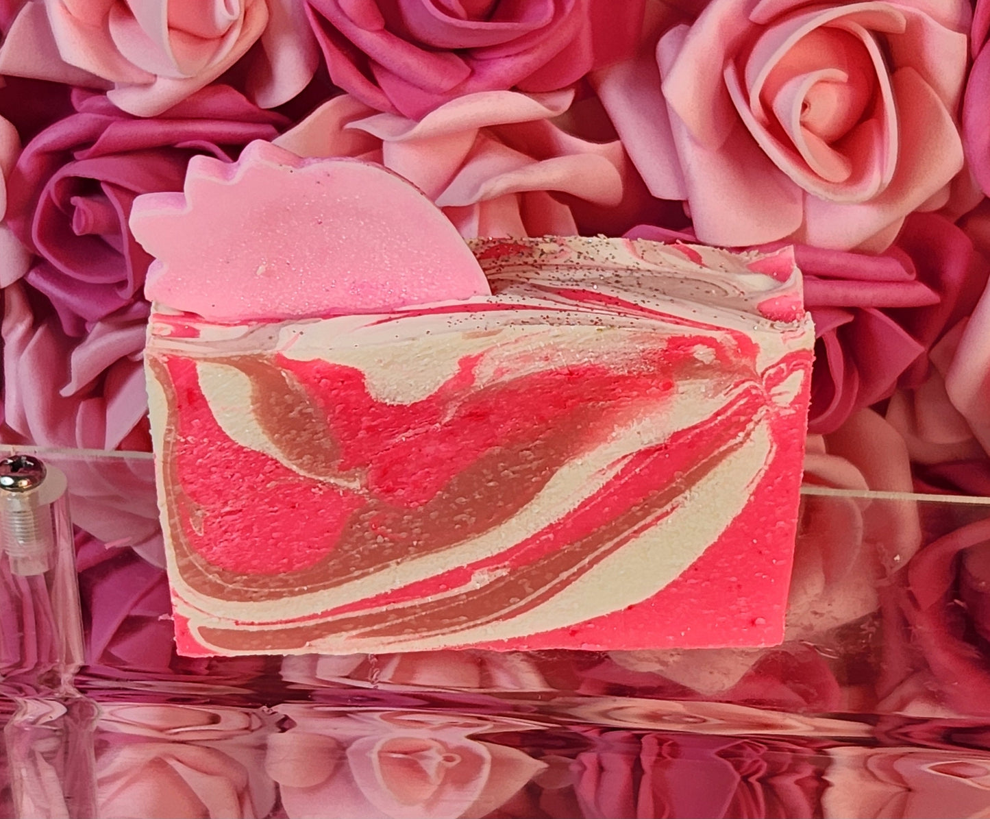 Pink Strawberry Organic Cold Process Swirl Soap. Handmade All Natural Handcrafted Soap. Cute Swirl Soap! Strawberry Soap Bar. Yoni Soap - Glamorous Beauty & Boutique