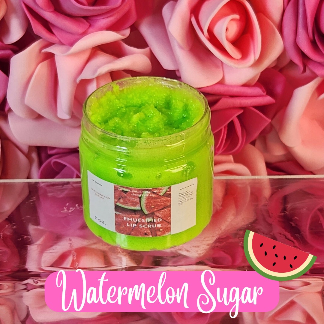 Watermelon Sugar All Natural Emulsified Lip Scrub. Shea Butter & Mango Butter Lip Scrub. Moisturizing Lip Exfoliation - Glamorous Beauty & Boutique