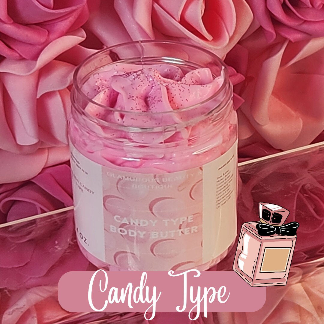 Candy Type Whipped Body Butter. Handmade Shea, Cocoa and Mango Butter Body Frosting. All Natural Non Greasy No Melt Body Butter - Glamorous Beauty & Boutique