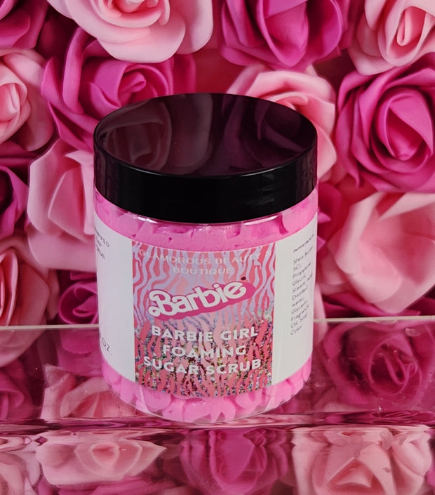Barbie Girl Exfoliating Whipped Sugar Scrub. Handmade Whipped Soap & Body Scrub in One. All Natural Foaming Soap Scrub. Shaving Cream - Glamorous Beauty & Boutique