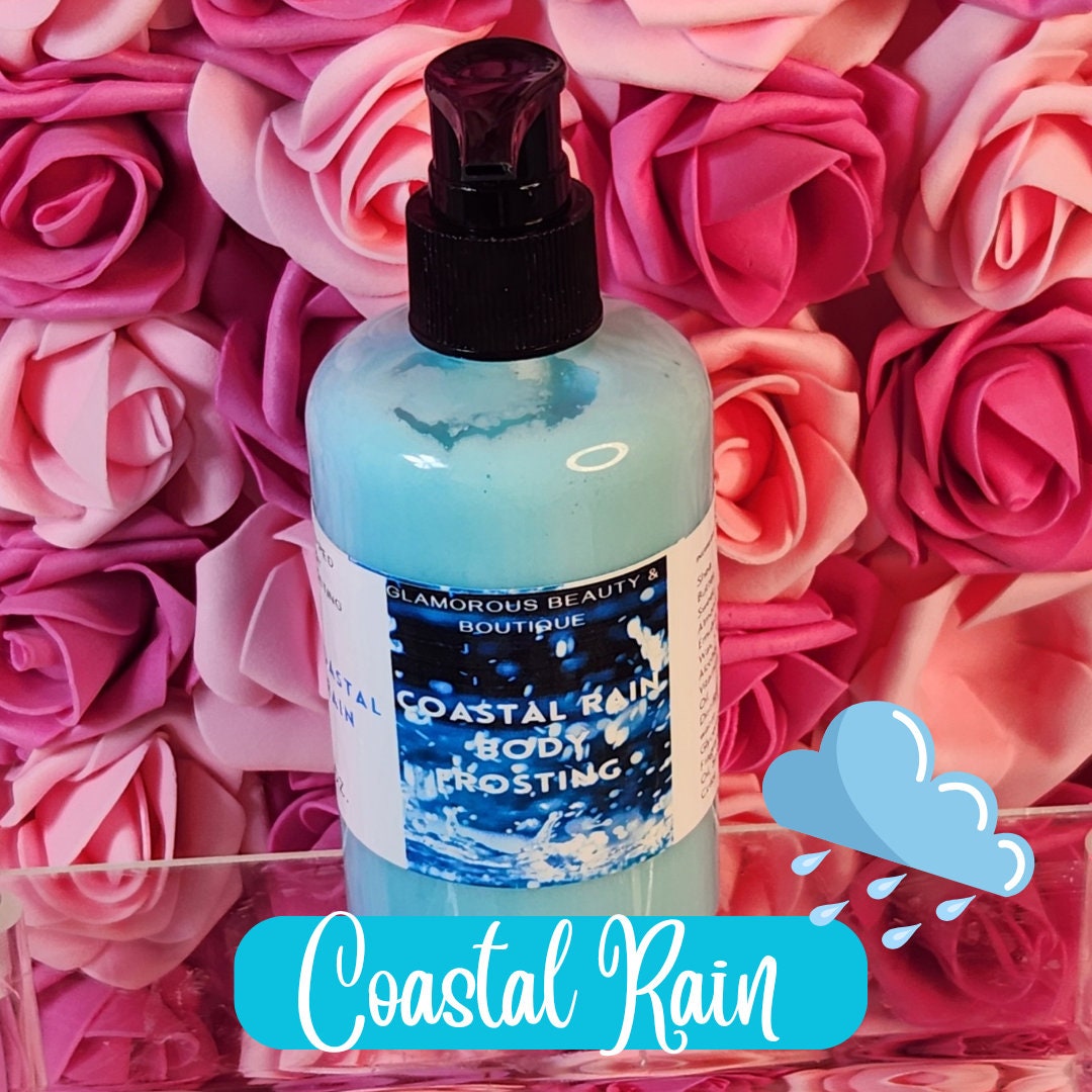 Coastal Rain Whipped Shea Butter Moisturizer. Handmade Shea Butter Body Frosting. All Natural Hand and Body Lotion 8 oz - Glamorous Beauty & Boutique