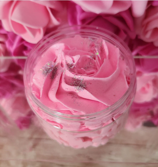 Barbie Girl Exfoliating Whipped Sugar Scrub. Handmade Whipped Soap & Body Scrub in One. All Natural Foaming Soap Scrub. Shaving Cream - Glamorous Beauty & Boutique