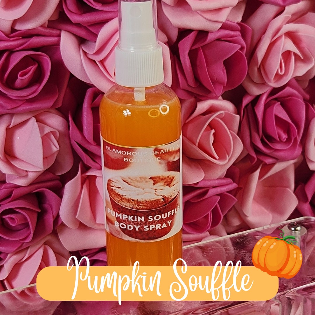 Pumpkin Souffle Body & Hair Spray. 4 oz Handmade Moisturizing Hair and Body Mist.  Alcohol Free! Fall and Winter Scents - Glamorous Beauty & Boutique