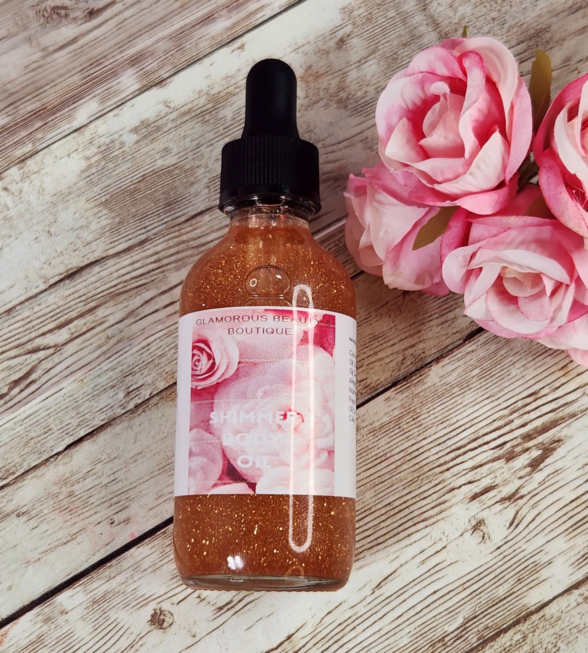 Camellia Sugar All Natural Shimmer Body Oil. Luxurious and Moisturizing Body Oil for Dry or Normal Skin. Massage Oil. - Glamorous Beauty & Boutique