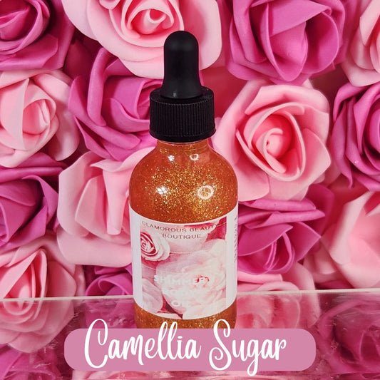 Camellia Sugar All Natural Shimmer Body Oil. Luxurious and Moisturizing Body Oil for Dry or Normal Skin. Massage Oil. - Glamorous Beauty & Boutique